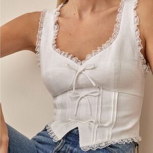 Reformation Brenda Linen Milkmaid Top